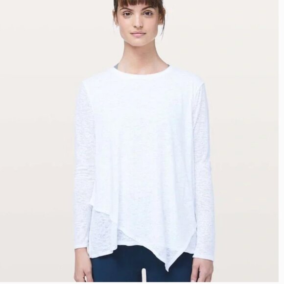 Lululemon Sweetest Day Long Sleeve Burnout White size 12 - Picture 1 of 5